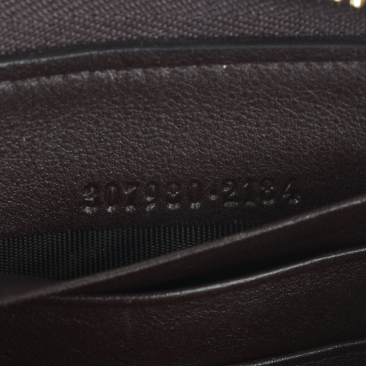 Guccissima Metal Bar Zip Around Wallet Dark Brown