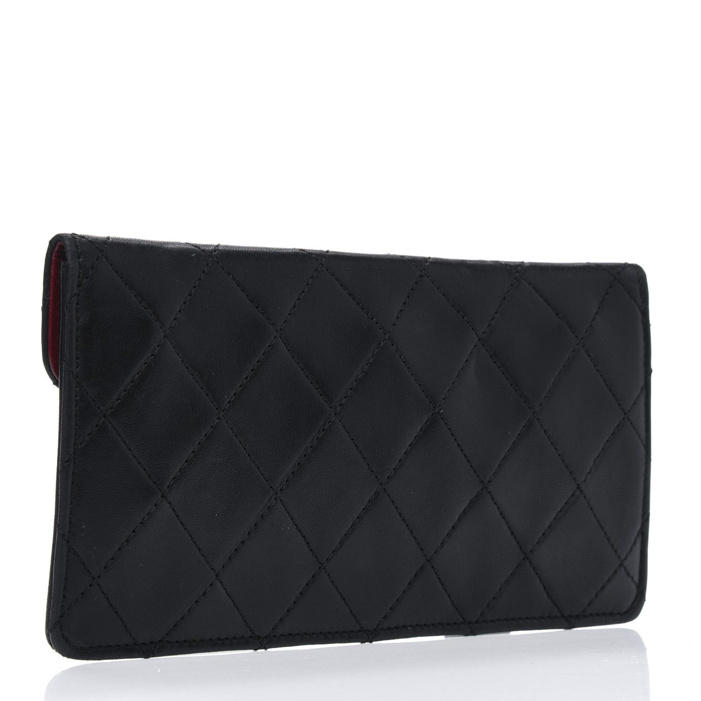 Lambskin Quilted Flap Wallet Black