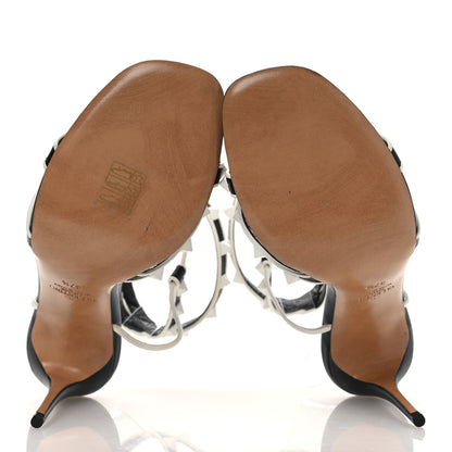 Valentino Garavani Calfskin Free Rockstud Ankle T-Strap 105mm Sandals 37.5 Black Optic White 7 of 12