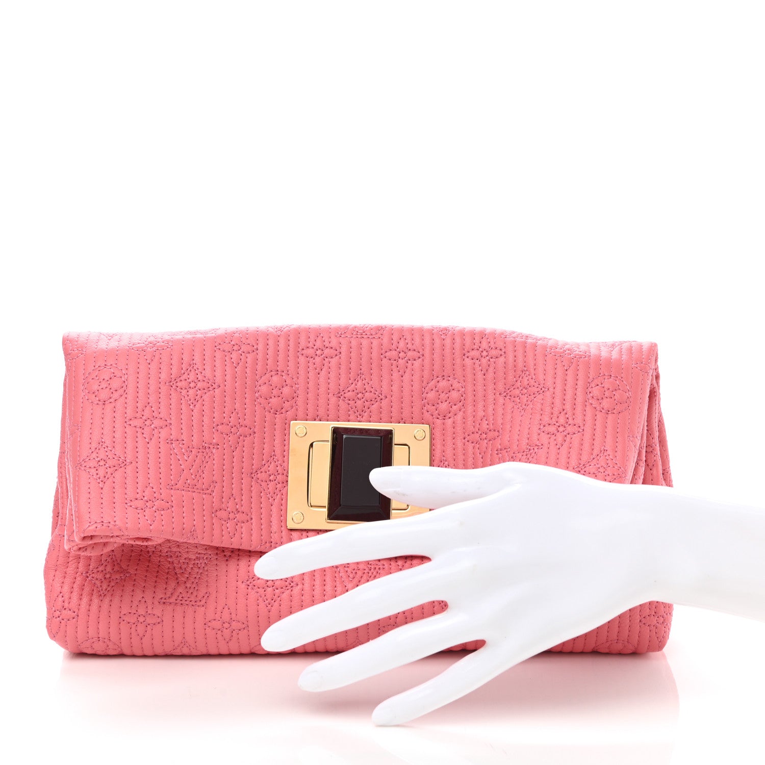 Louis Vuitton Calfskin Quilted Monogram Altair Clutch Rose 2 of 7