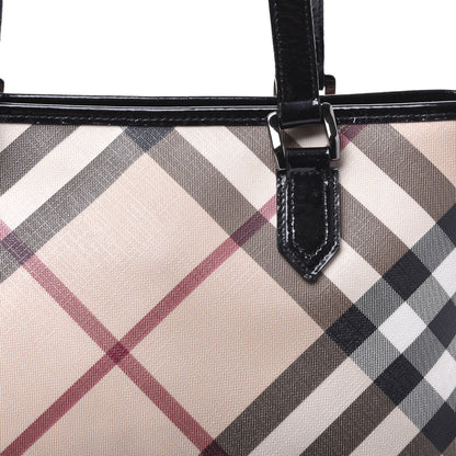 Burberry Patent Trim Nova Check Shopper Tote Black 11 of 12