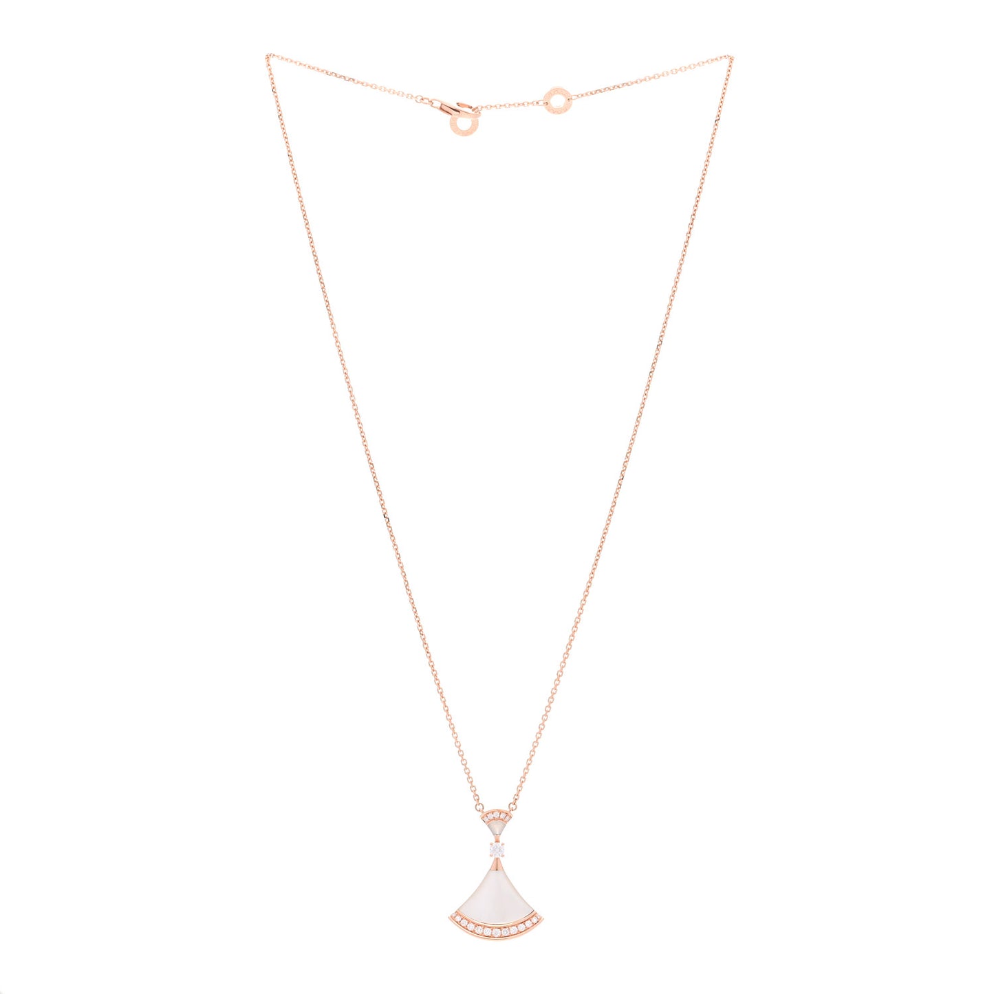 18K Rose Gold Diamond Large Mother of Pearl Divas' Dream Pendant Necklace