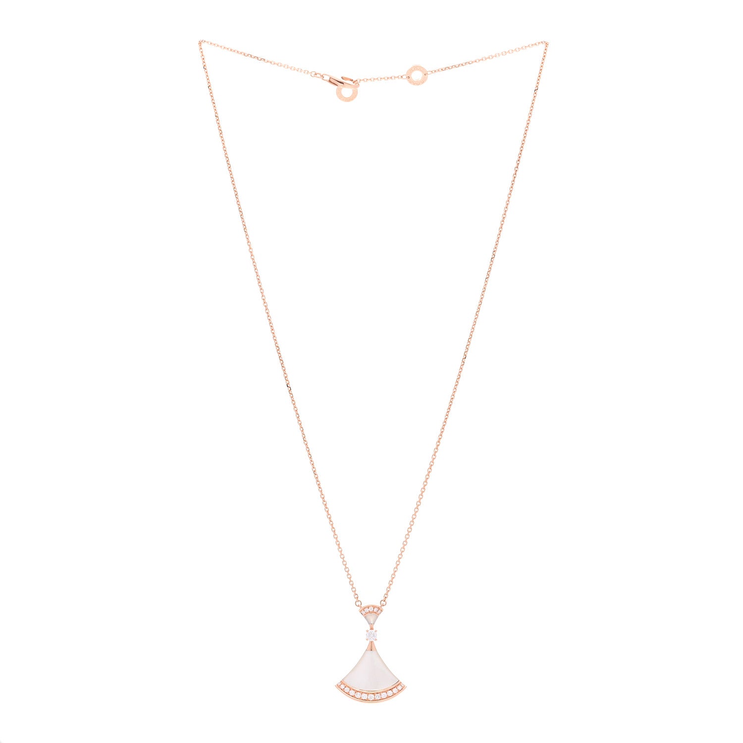 Bulgari 18K Rose Gold Diamond Large Mother of Pearl Divas' Dream Pendant Necklace 3 of 5
