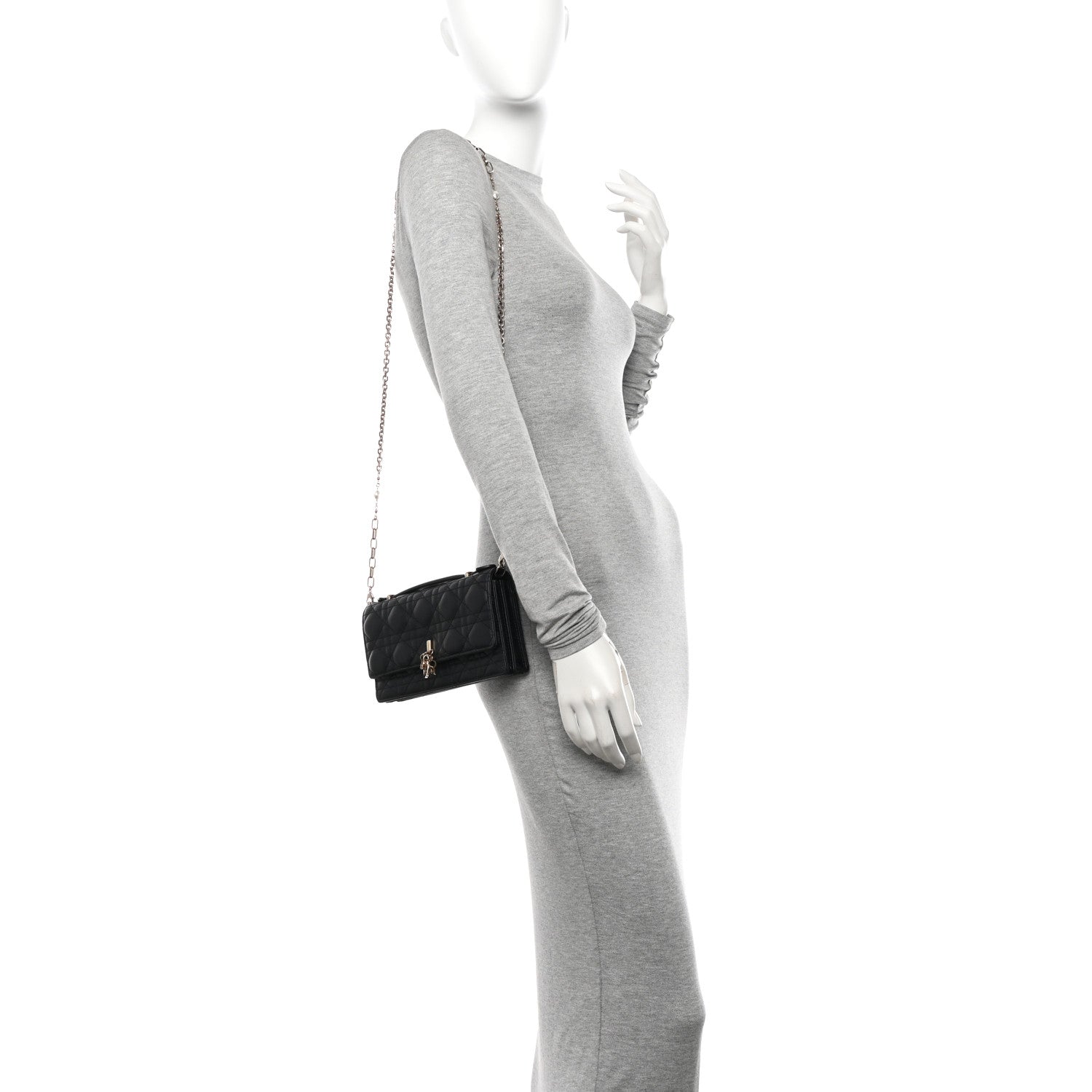 Christian Dior Lambskin Cannage Miss Dior Chain Pouch Black 2 of 12