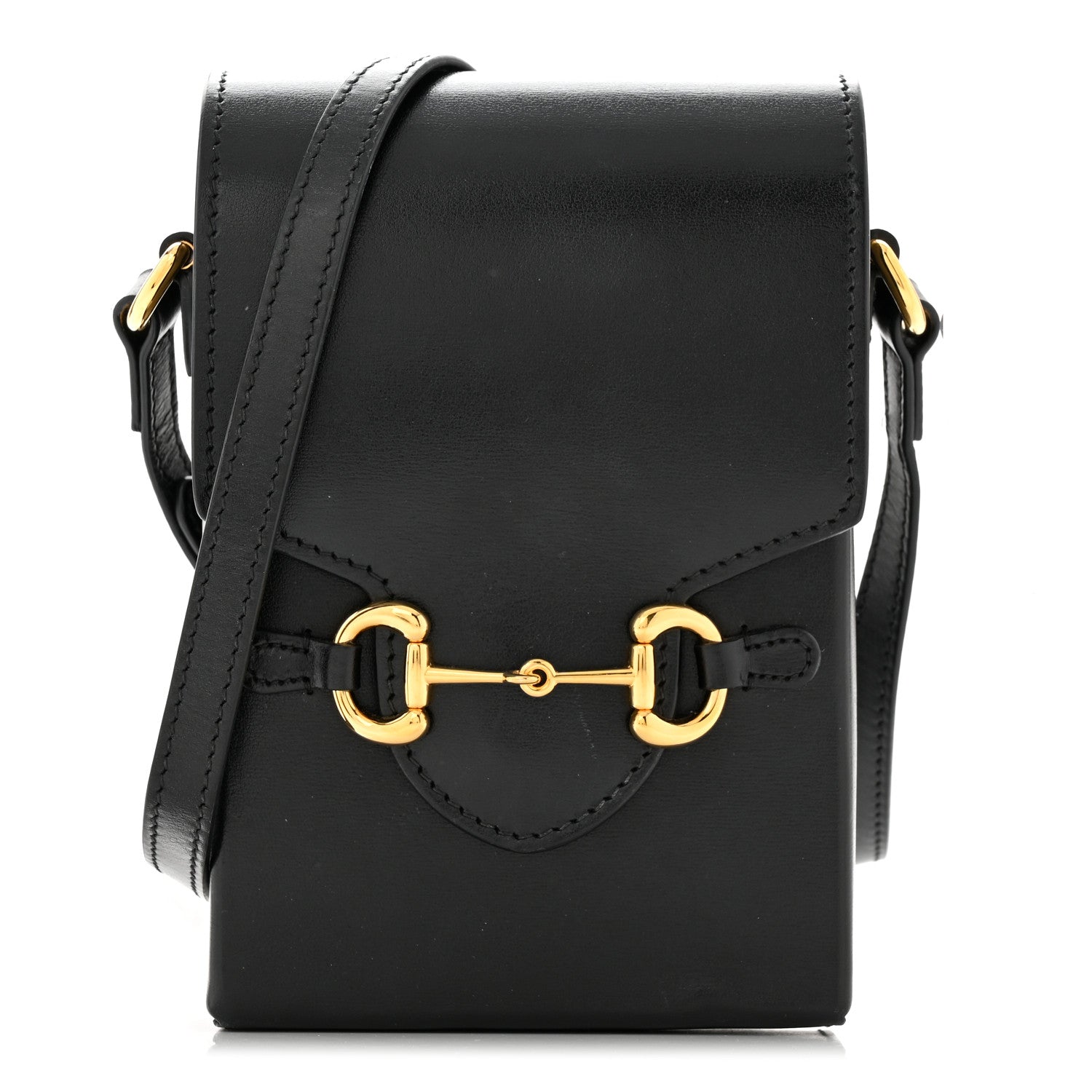 Gucci Boarded Plutone Calfskin Mini Horsebit 1955 Crossbody Bag Black 1 of 10