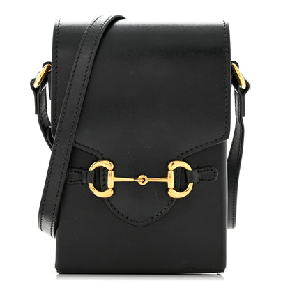 Gucci Boarded Plutone Calfskin Mini Horsebit 1955 Crossbody Bag Black 1 of 10