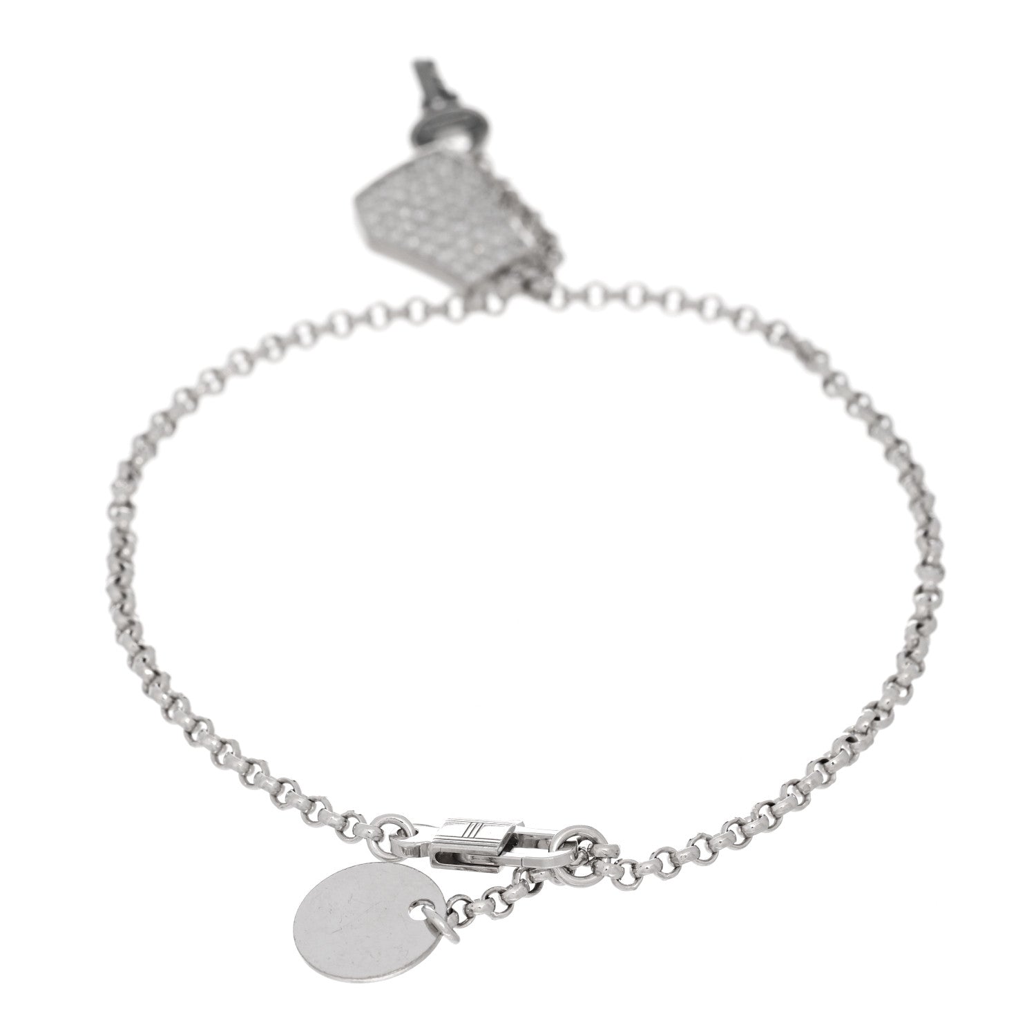 Hermes 18K White Gold Diamond PM Kelly Clochette Bracelet SH 2 of 3