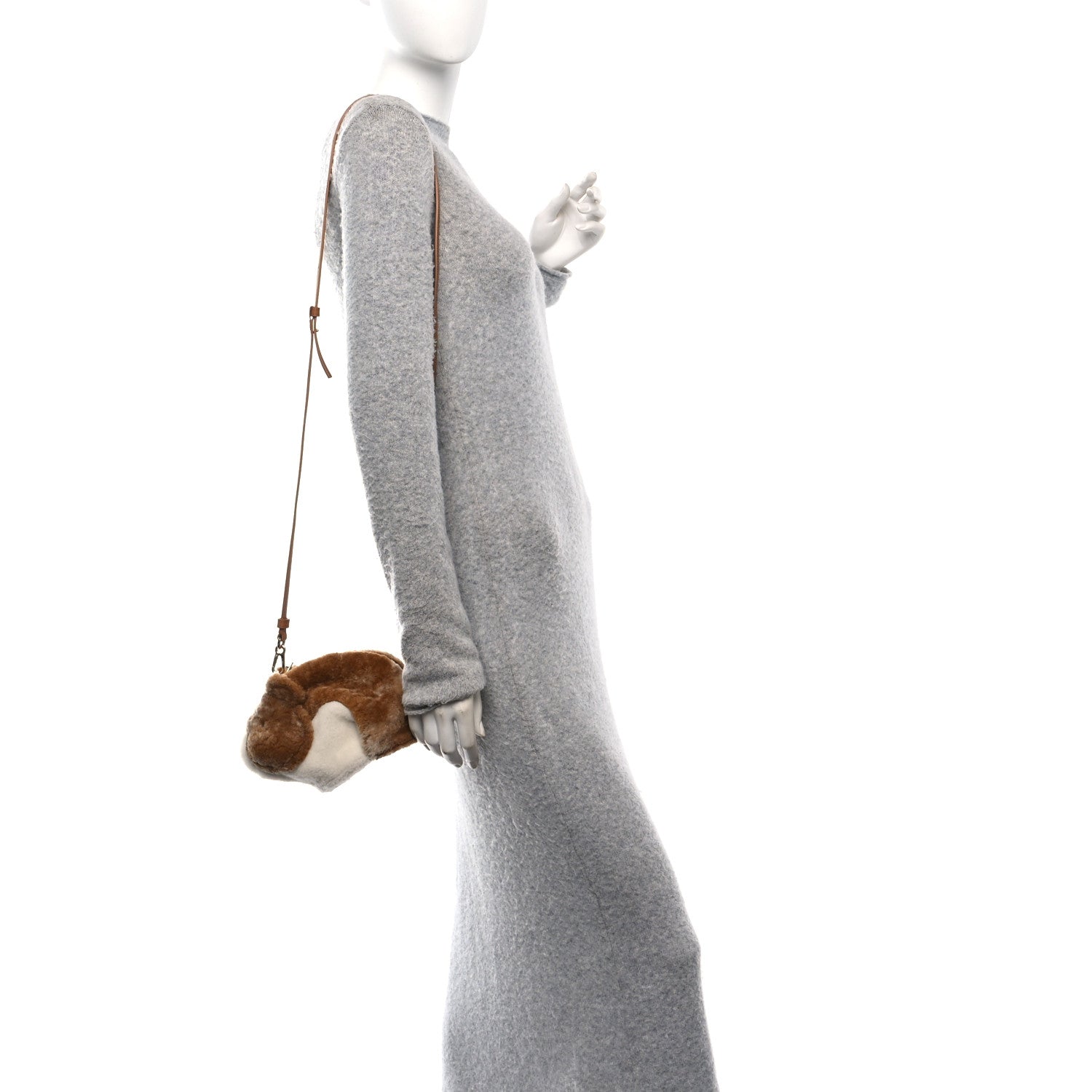 Loewe X SUNA FUJITA Shearling Hamster Crossbody Bag Natural 2 of 10
