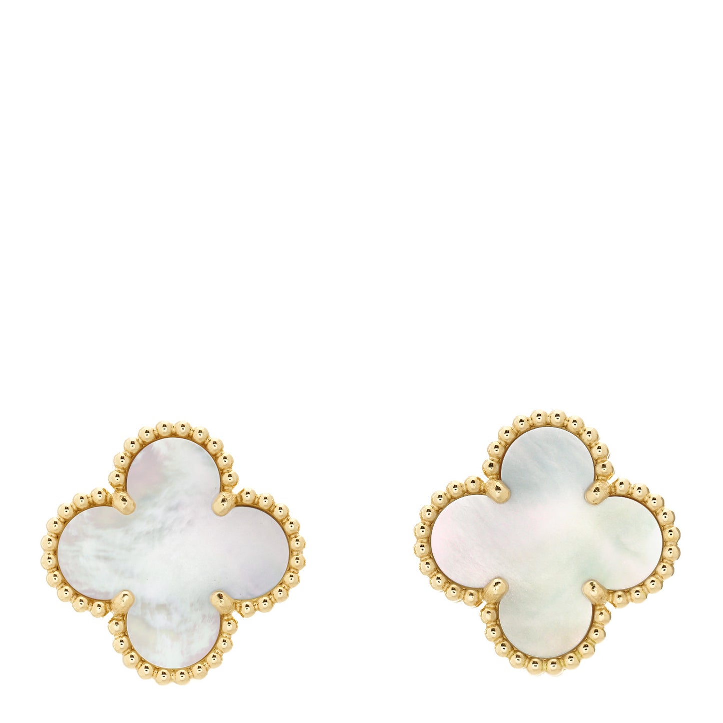 18K Yellow Gold Mother of Pearl Vintage Alhambra Earrings