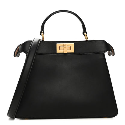 Fendi Vitello Seta Nappa Bi-Color Small Peekaboo I SEE U Satchel Black Light Rose Tortora 1 of 12