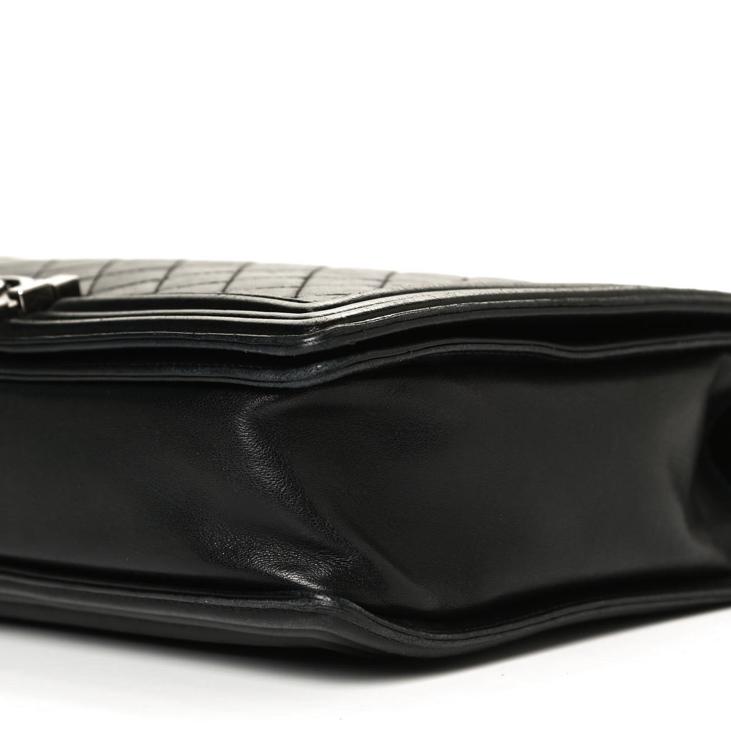 Lambskin Quilted Large Boy Flap Black