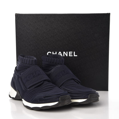 Chanel Stretch Fabric CC Sneakers 36.5 Blue 17 of 17