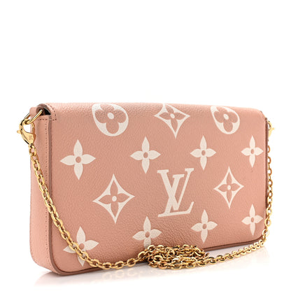 Louis Vuitton Empreinte Monogram Giant Felicie Pochette Chain Wallet Rose Trianon Creme 4 of 14