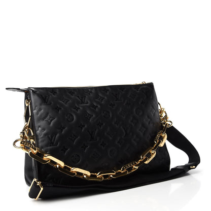 Louis Vuitton Lambskin Embossed Monogram Coussin MM Black 4 of 11