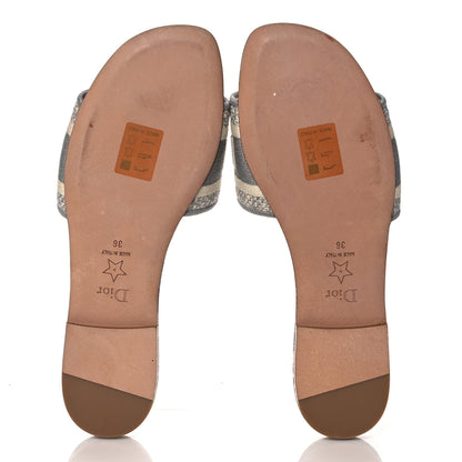 Christian Dior Canvas Toile de Jouy Embroidered Dway Flat Slide Sandals 36 Grey Stone 5 of 9