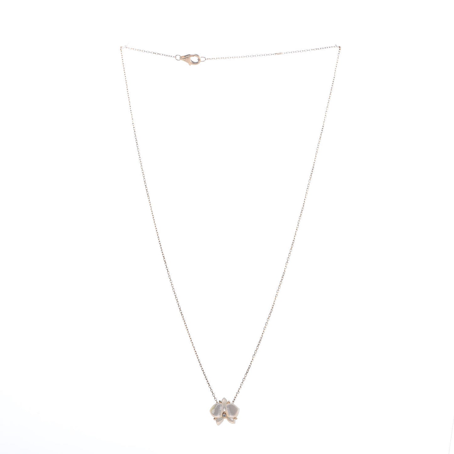 18K Yellow Gold Mother Of Pearl Diamond Caresse D'Orchidees Par Necklace