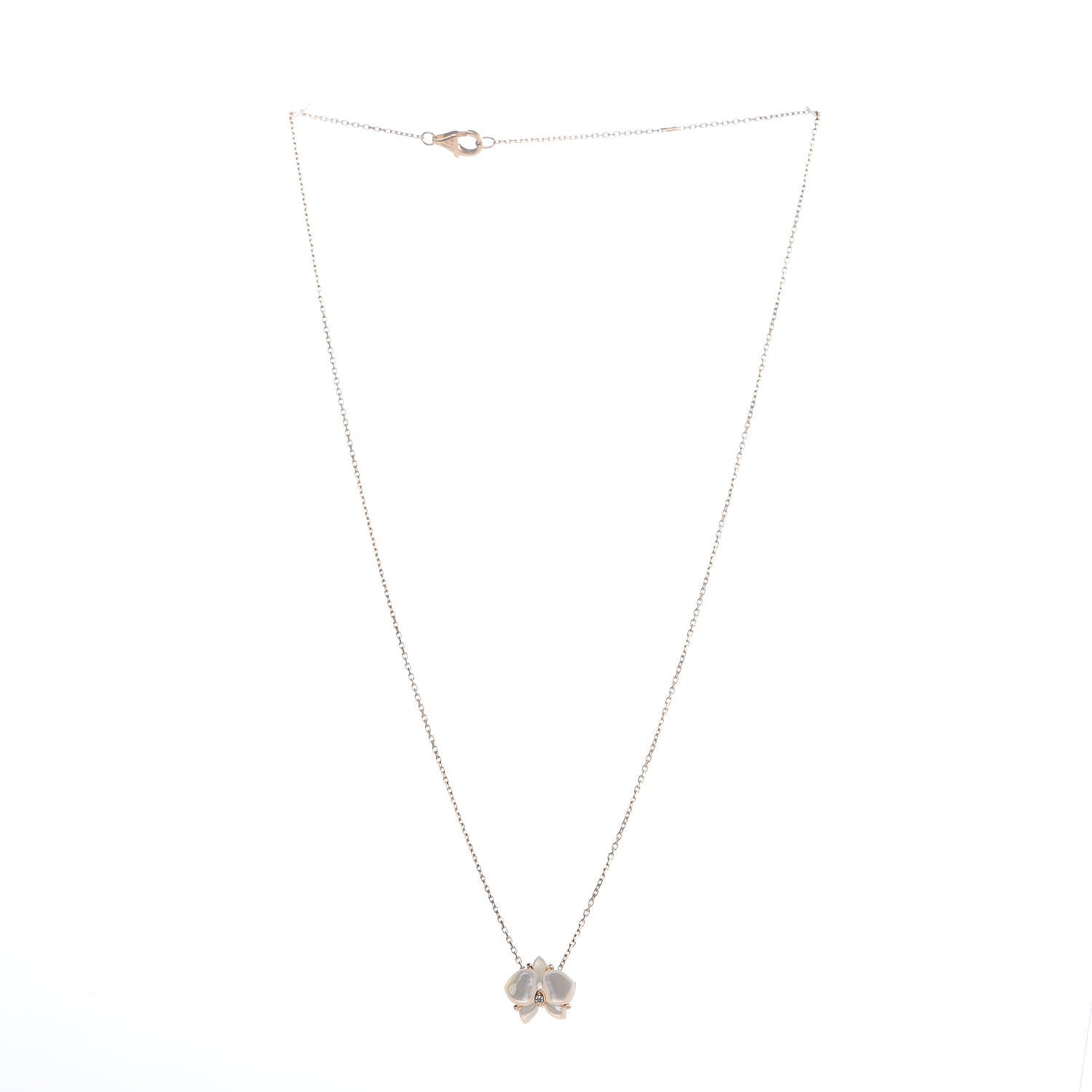 Cartier 18K Yellow Gold Mother Of Pearl Diamond Caresse D'Orchidees Par Necklace 3 of 7