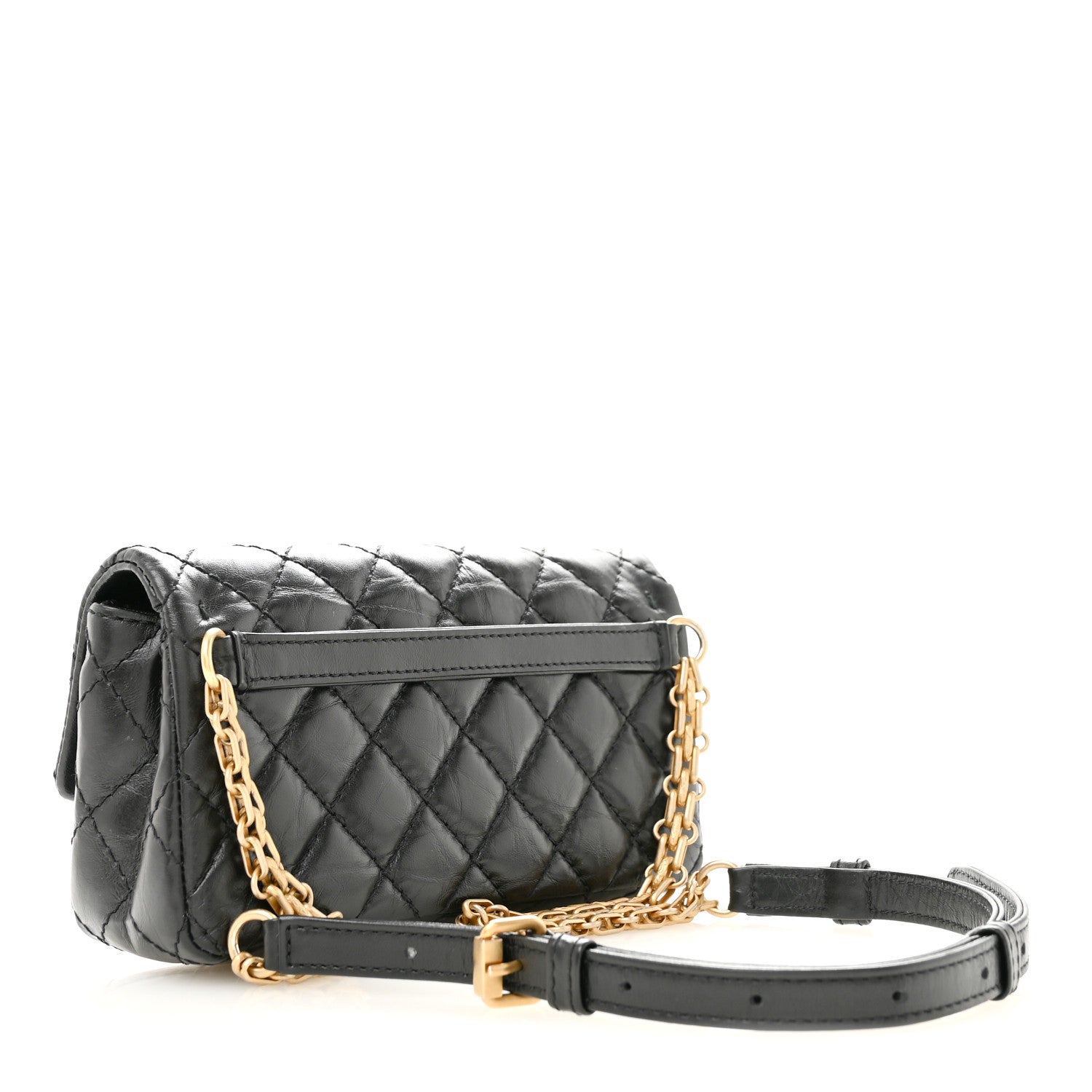Chanel Aged Calfskin Quilted 2.55 Reissue Chain Waist Bag Black 3 of 13