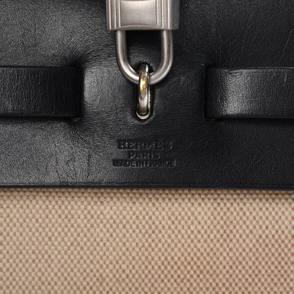 Hermes Toile Vache Calfskin Herbag 30 PM Bag Natural Black 6 of 11