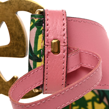 Gucci Supreme Canvas Textured Dollar Calfskin Pineapple Rose Double G 40mm Belt 85 34 Yellow Green Butter Pink 8 of 8