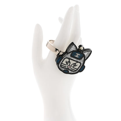 Chanel Resin Emoji Robot Cat Bracelet Silver Blue 2 of 4