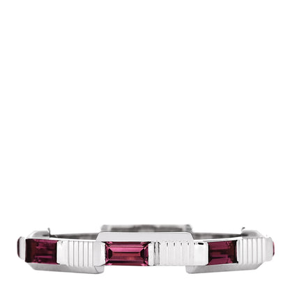 Gucci 18K White Gold Rubellite Narrow Link to Love Ring 57 8 3 of 6
