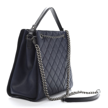 Chanel Caviar Quilted Medium CC Bucket Bag Dark Blue 4 of 11