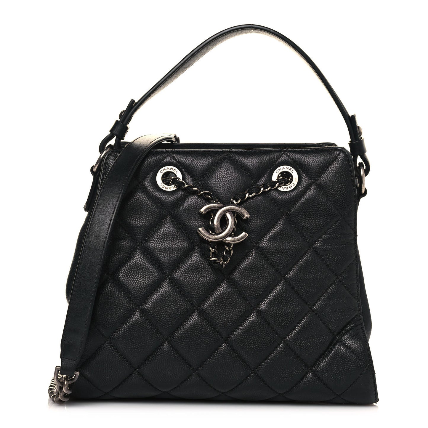 Caviar Quilted Small CC Bucket Bag Black