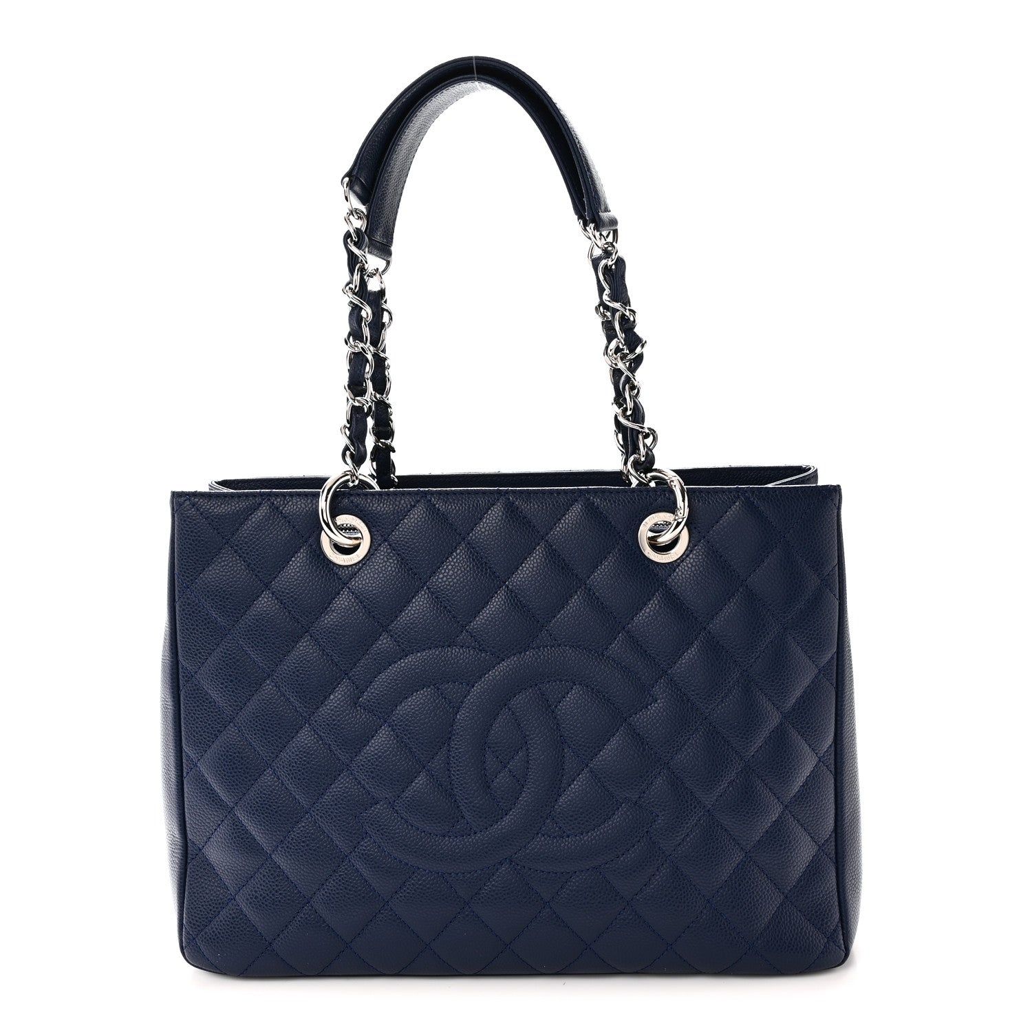 Chanel Caviar Quilted Grand Shopping Tote GST Dark Navy Blue 1 of 10