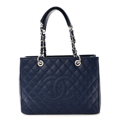 Chanel Caviar Quilted Grand Shopping Tote GST Dark Navy Blue 1 of 10