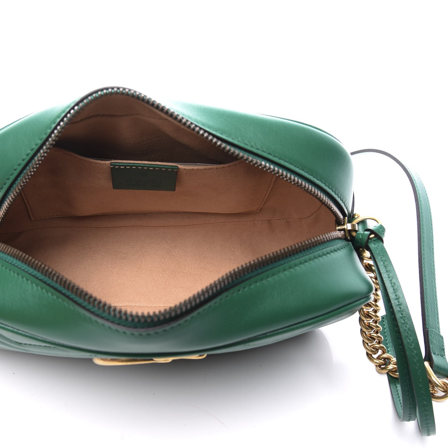 Calfskin Matelasse Small GG Marmont Chain Shoulder Bag Emerald Green