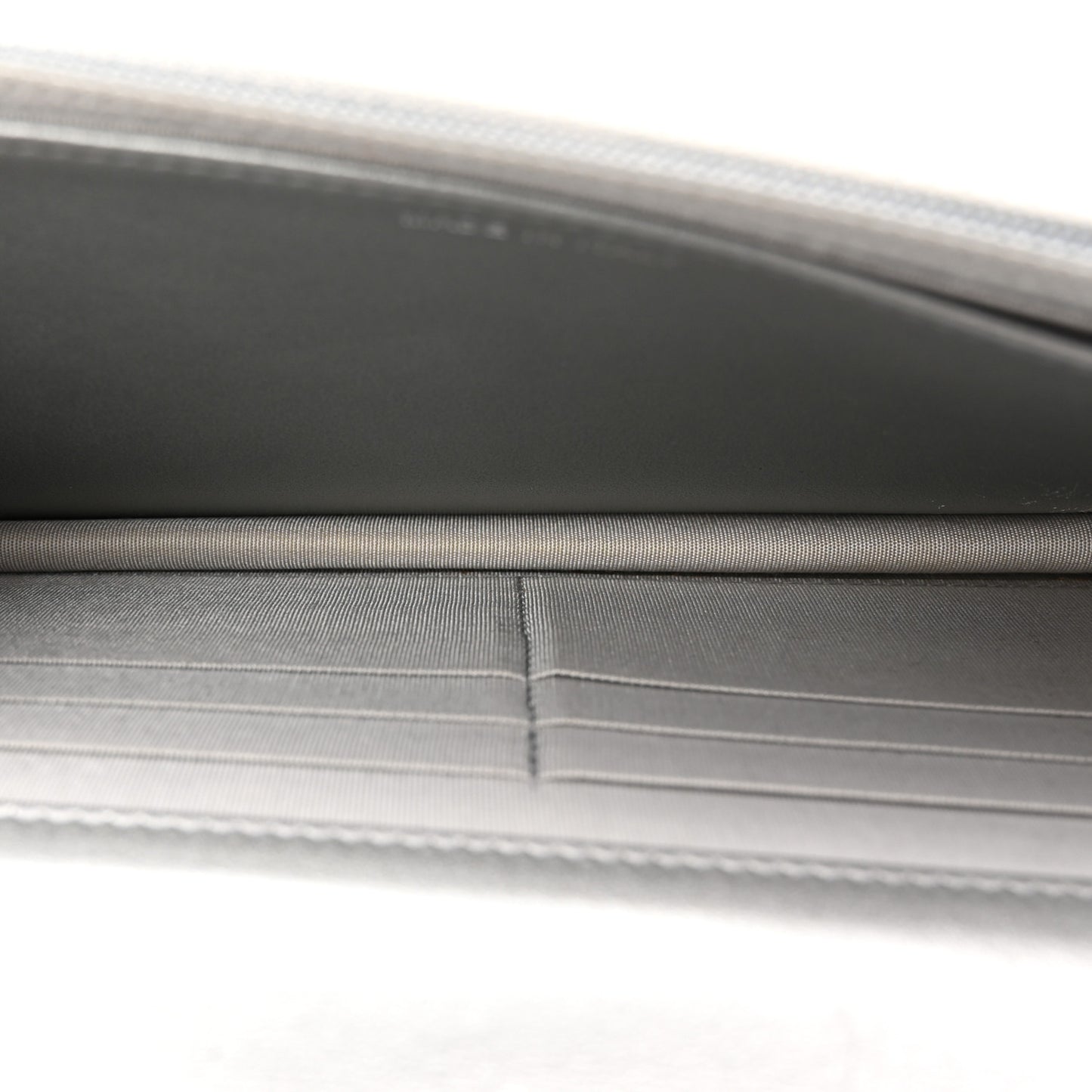 Metallic Lambskin Crystal Camellia Embossed Wallet On Chain WOC Silver