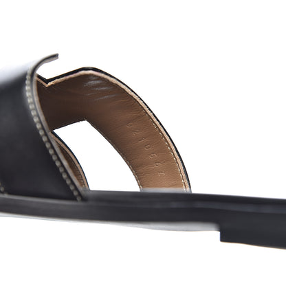 Hermes Box Calfskin Oran Sandals 39 Black 9 of 10