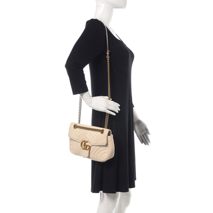 Gucci Calfskin Matelasse Small GG Marmont Shoulder Bag White 2 of 16
