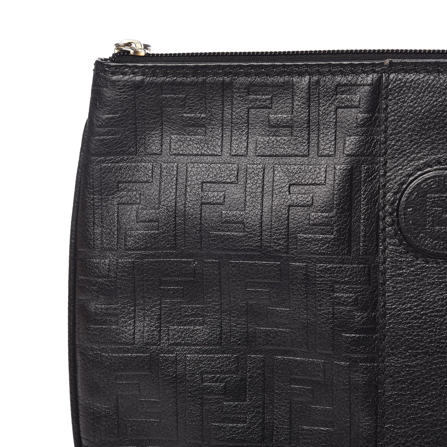 Calfskin FF Embossed Pouch Black