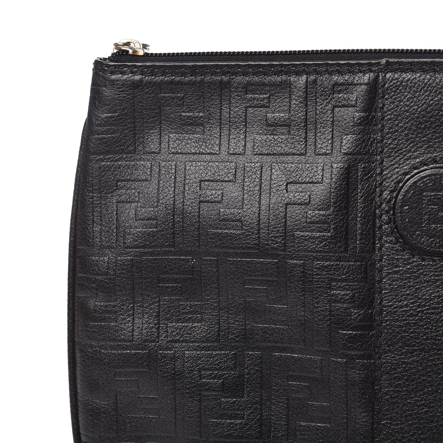 Fendi Calfskin FF Embossed Pouch Black 8 of 11