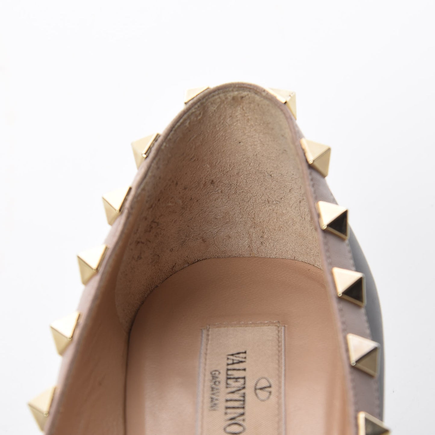 Nappa Rockstud Low Heel Pumps 36 Black Poudre
