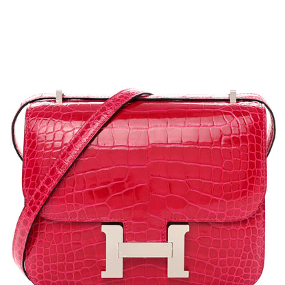 Hermes Shiny Alligator Constance 18 Rose Extreme 9 of 13