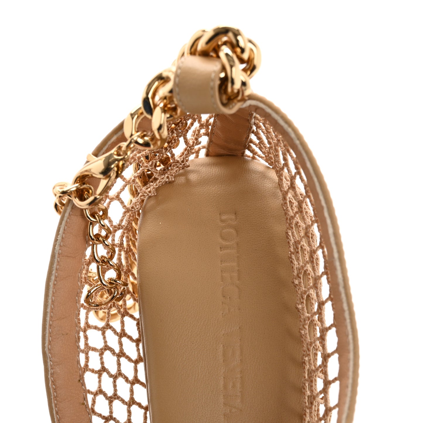 Mesh Nappa Chunky Chain Sandals 36 Beige Pony
