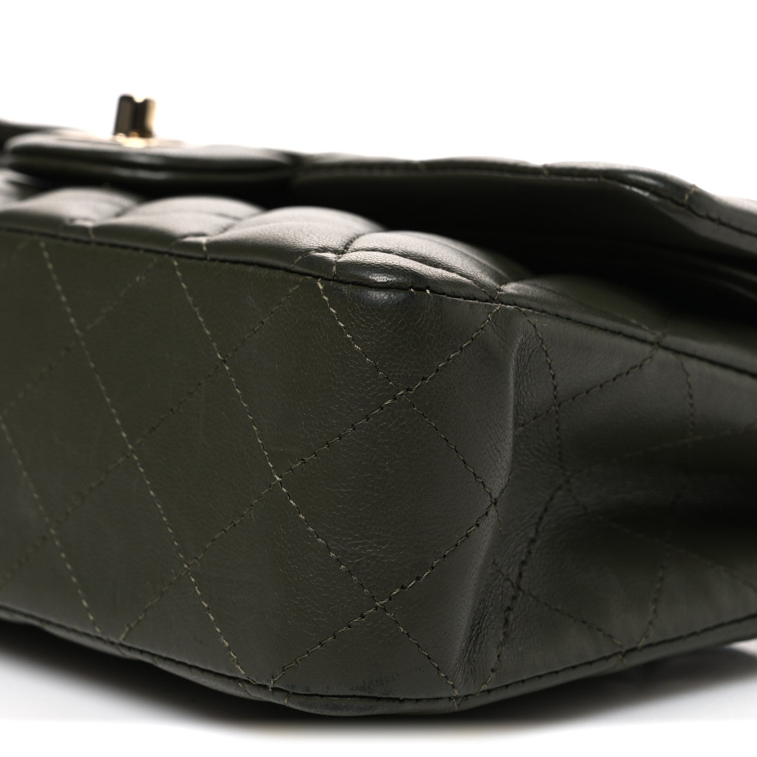 Chanel Lambskin Quilted Medium Double Flap Khaki 10 of 11