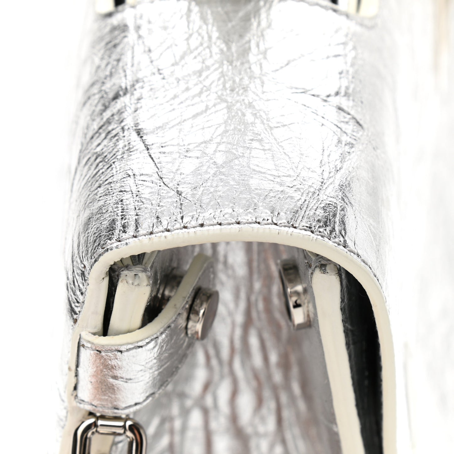 Metallic Calfskin Medium Diorever Flap Silver