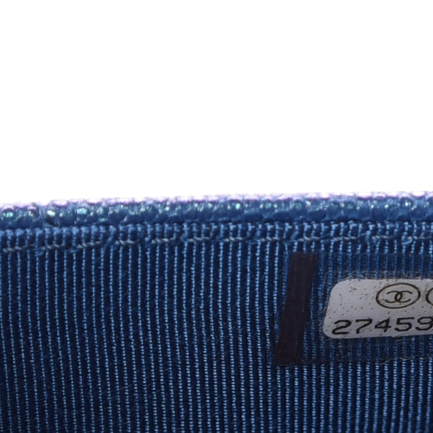 Iridescent Caviar Quilted Wallet On Chain WOC Dark Blue