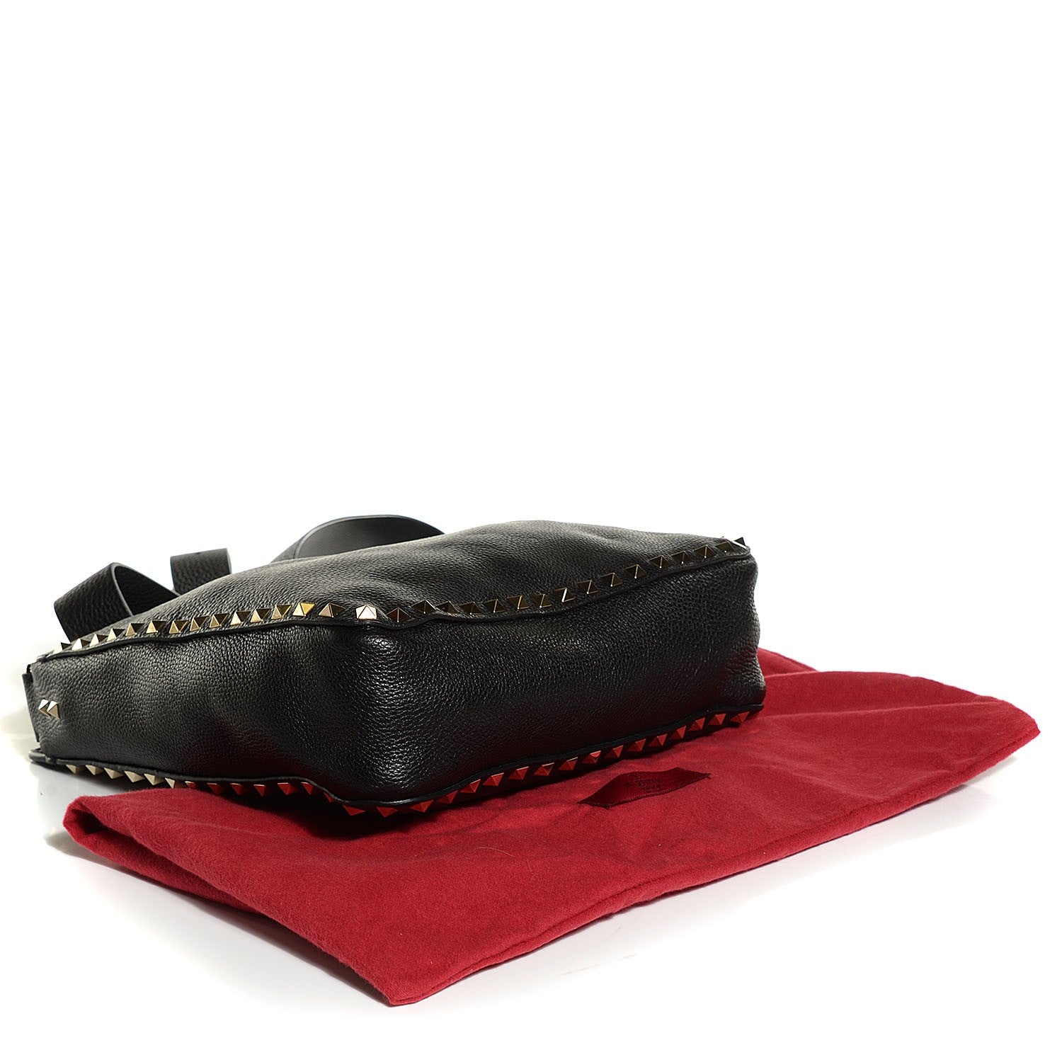 Valentino Garavani Pebbled Calfskin Small Rockstud Flip-Lock Messenger Bag Black 4 of 8
