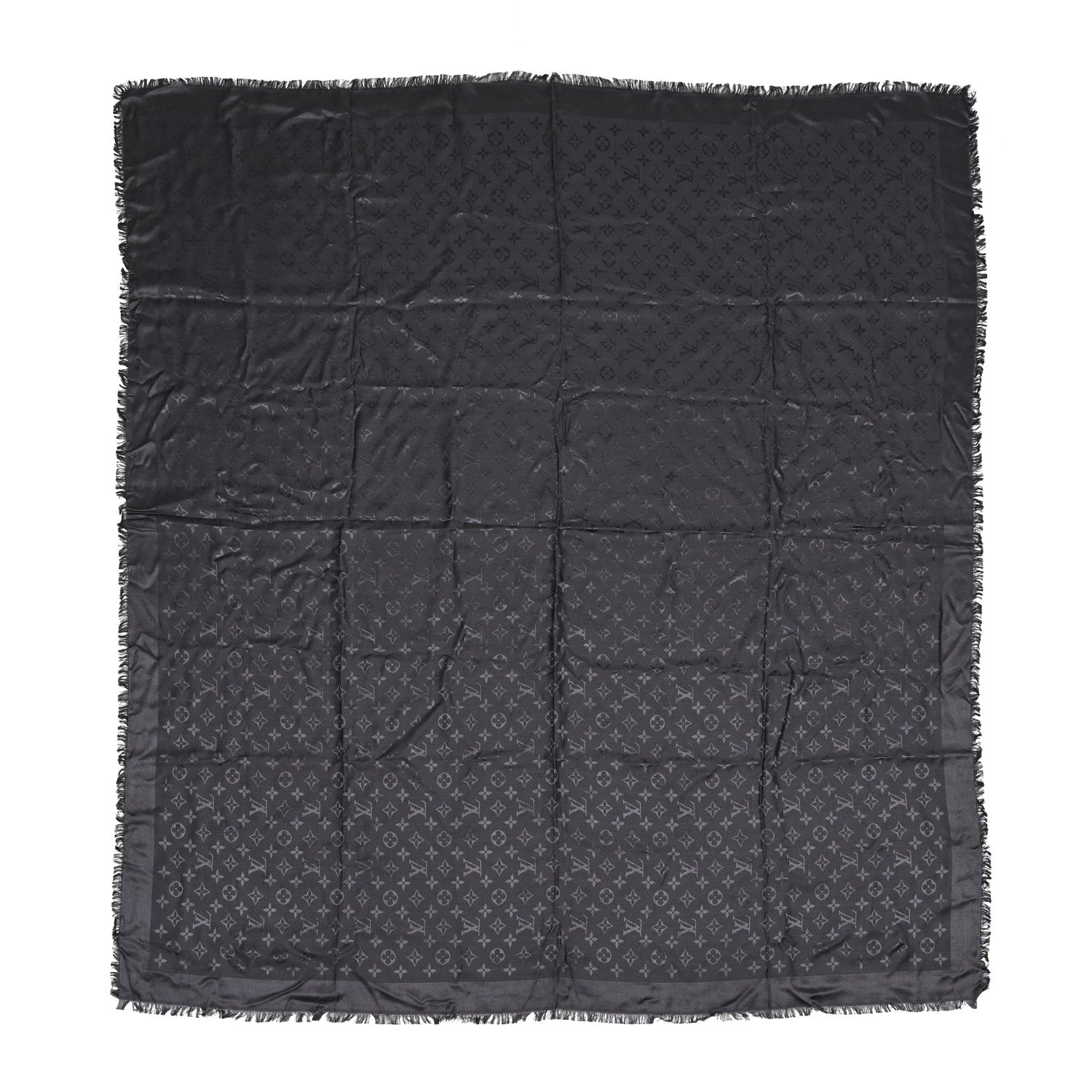 Louis Vuitton Silk Wool Monogram Shawl Charcoal Grey 1 of 3
