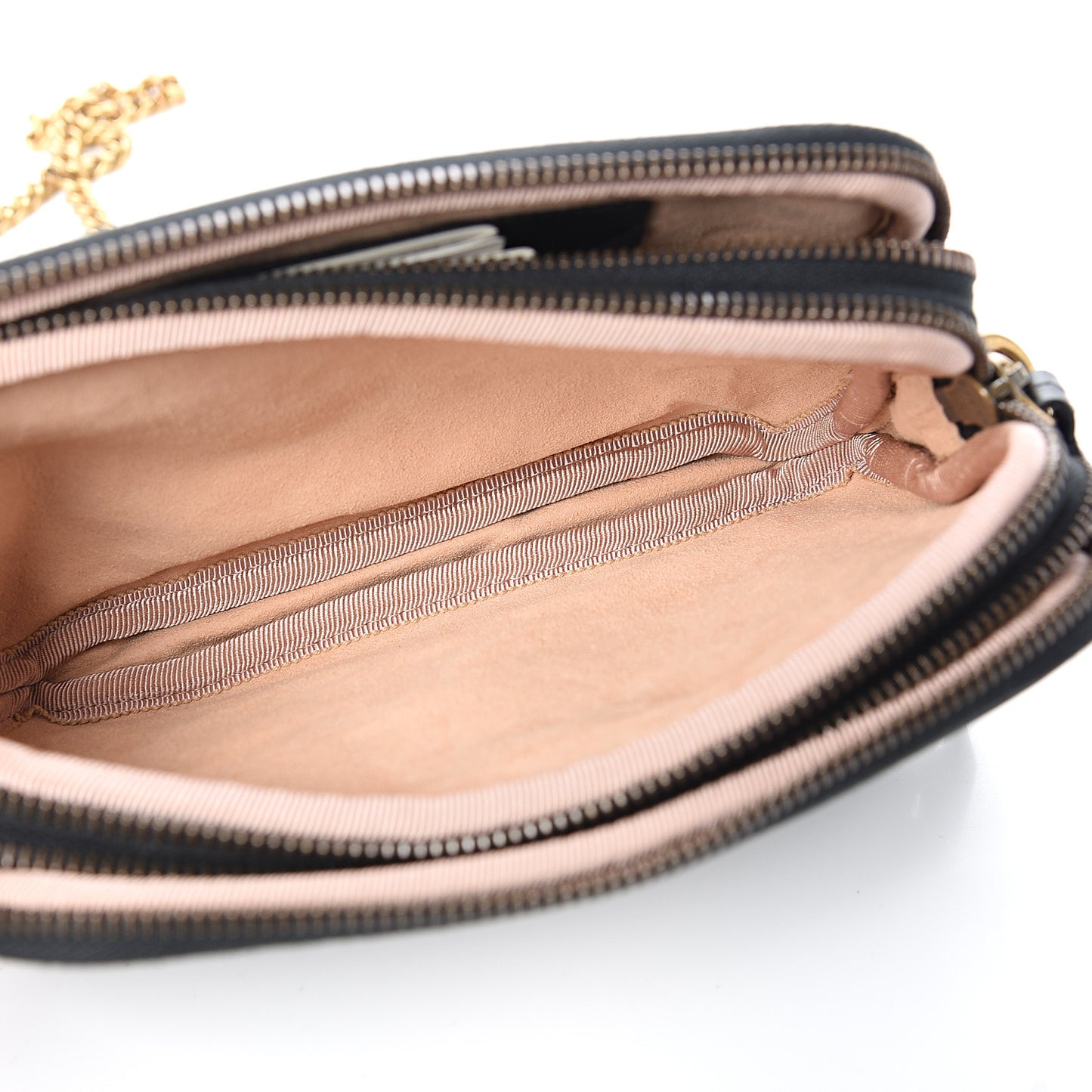 Calfskin Matelasse Mini GG Marmont Chain Crossbody Bag Black