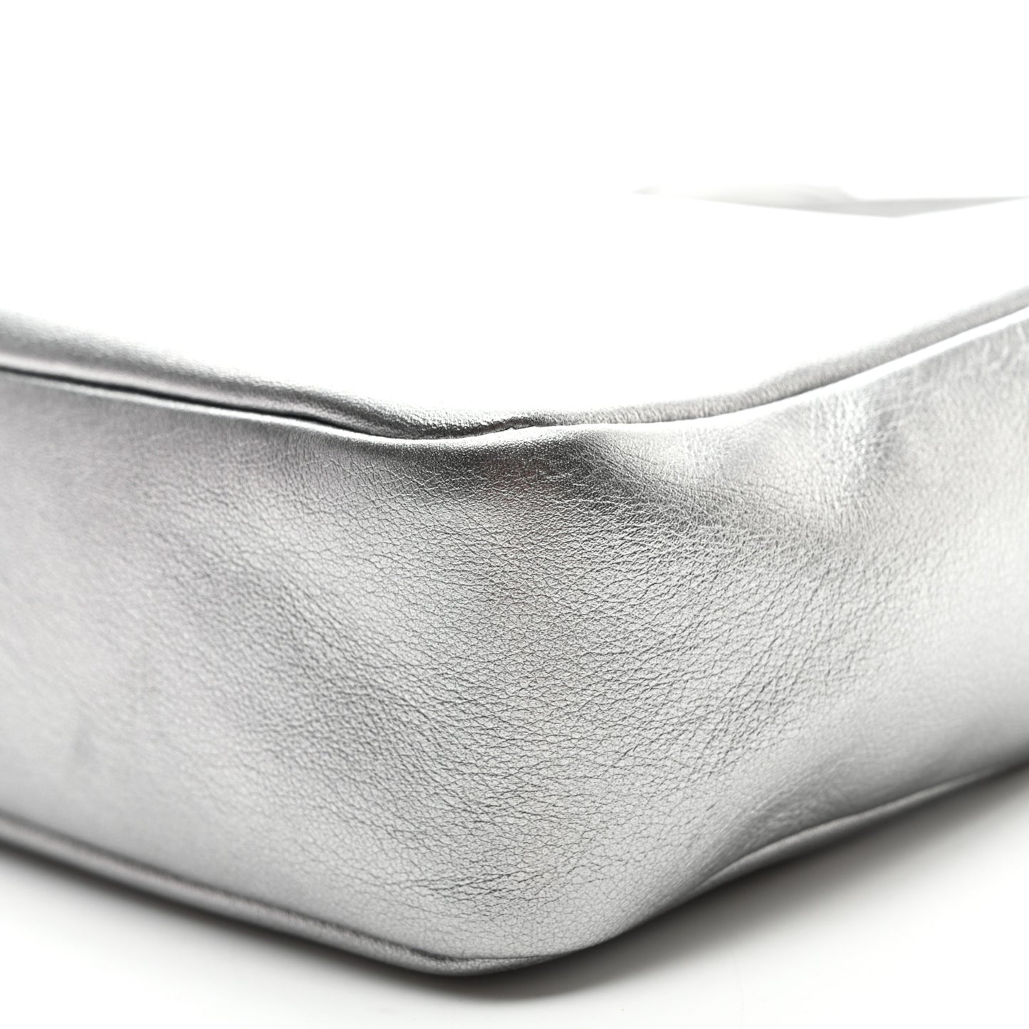 Metallic Calfskin Monogram Small Lou Camera Bag Silver