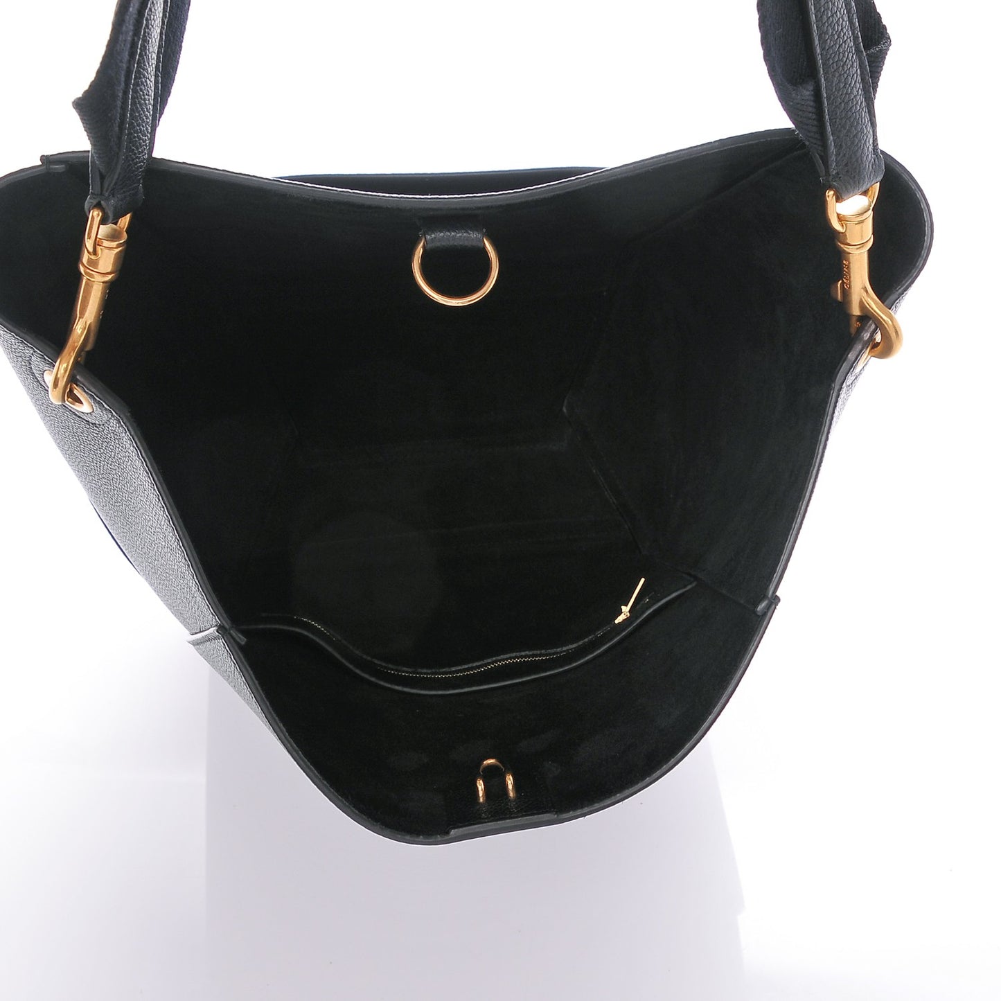 Grained Calfskin Sangle Bucket Bag Black