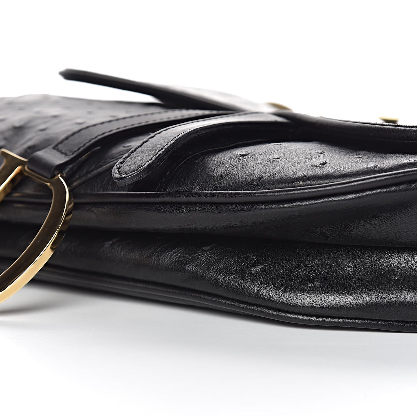 Ostrich Saddle Bag Black