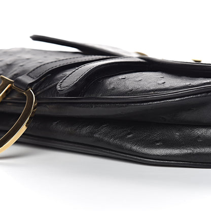 Christian Dior Ostrich Saddle Bag Black 9 of 10