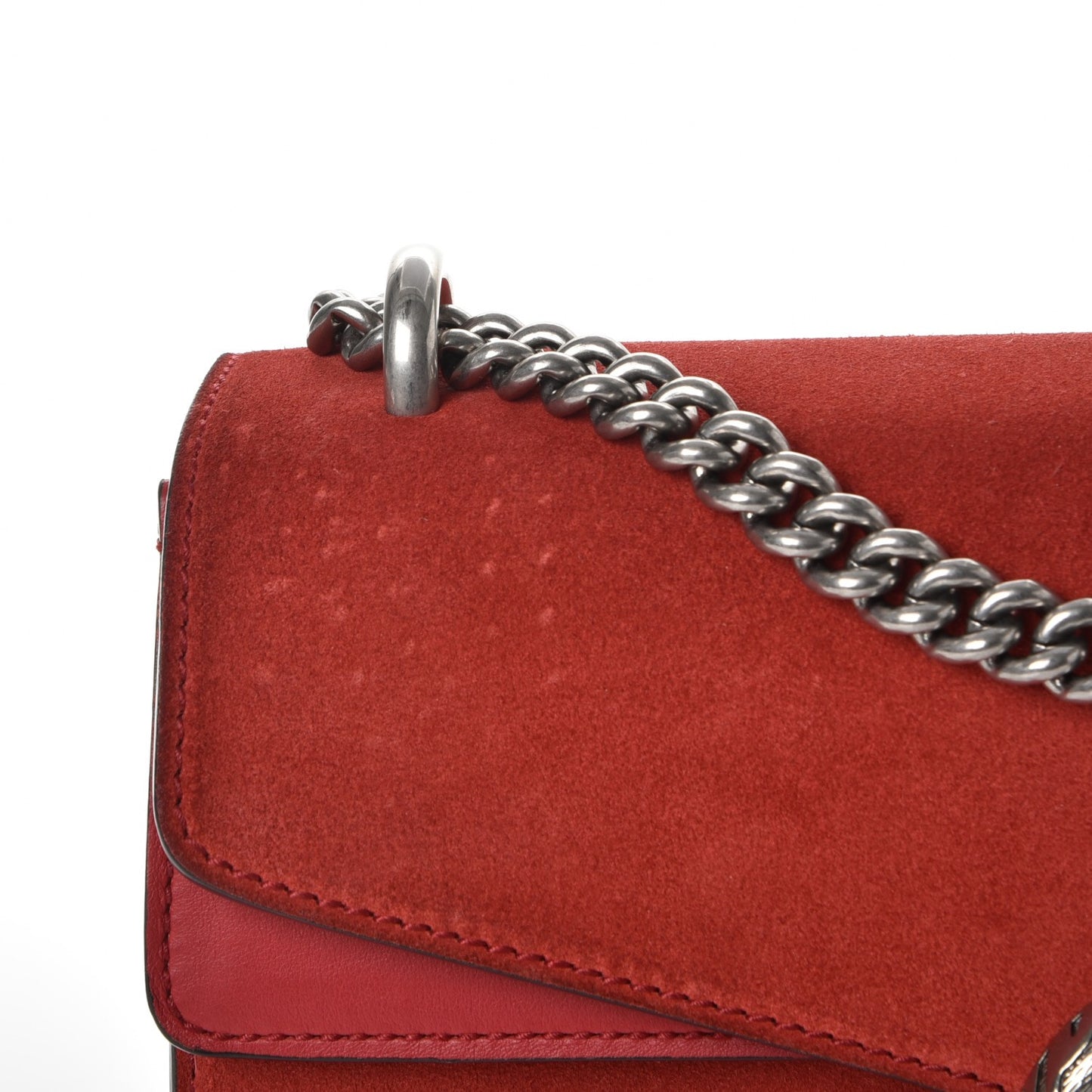 Suede Vitello Velvet Small Dionysus Shoulder Bag Vulcanic Red